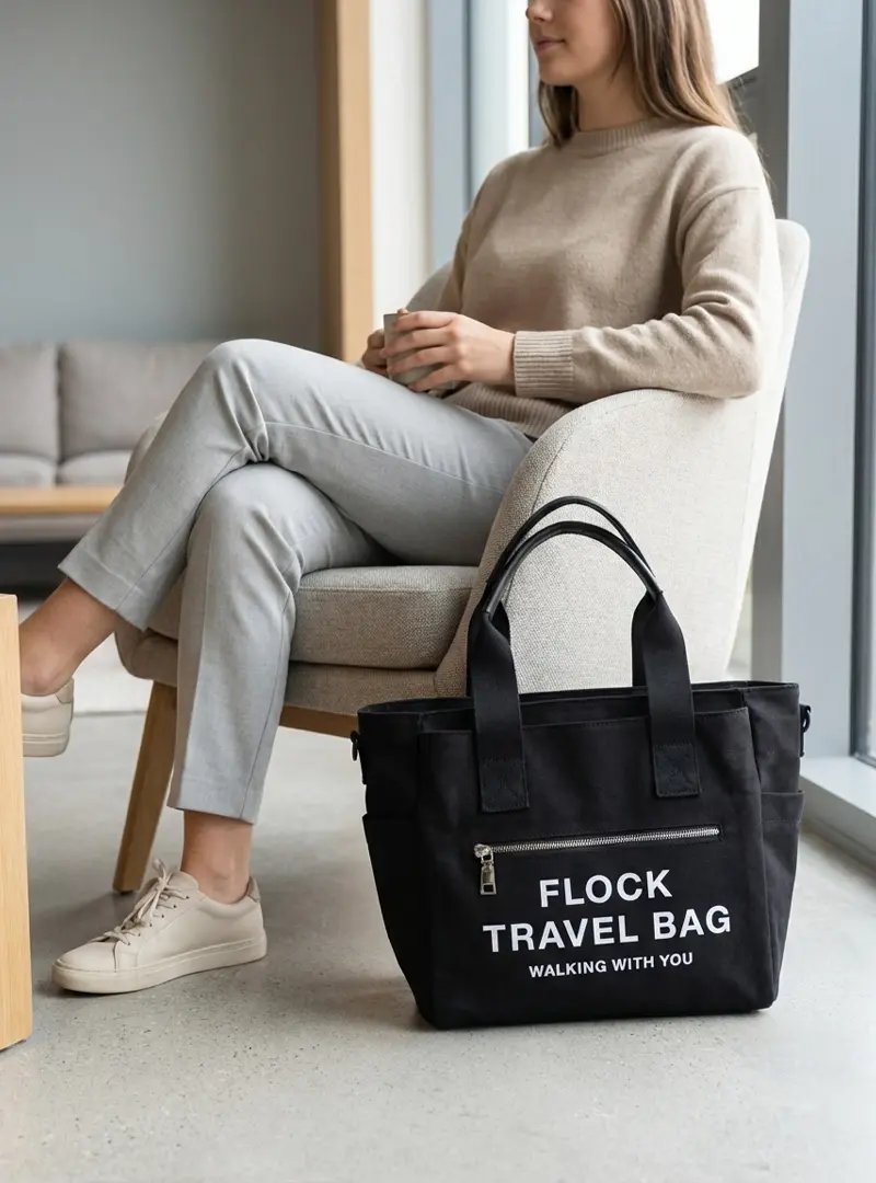 Totebag Canvas Voyage Negro Interior