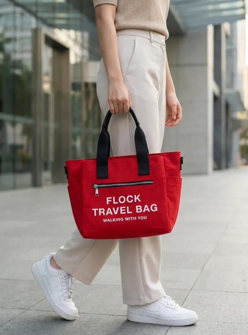 Totebag Canvas Voyage Rojo Exteriores