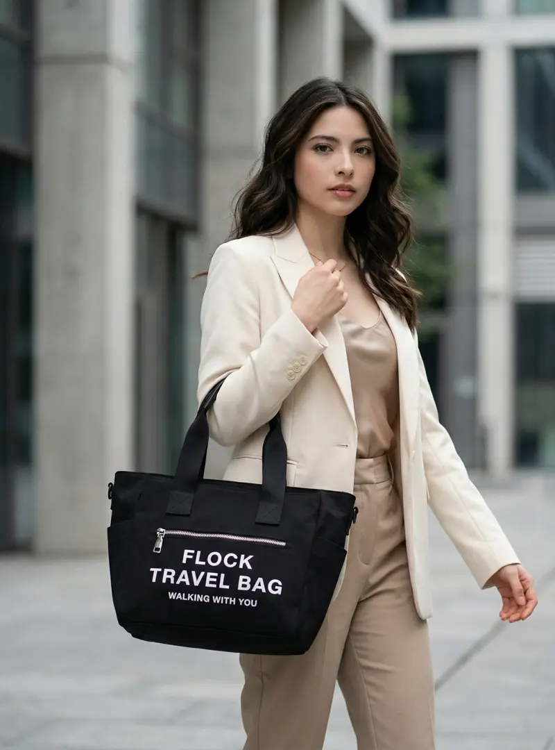 Totebag Canvas Voyage Negro Exteriores