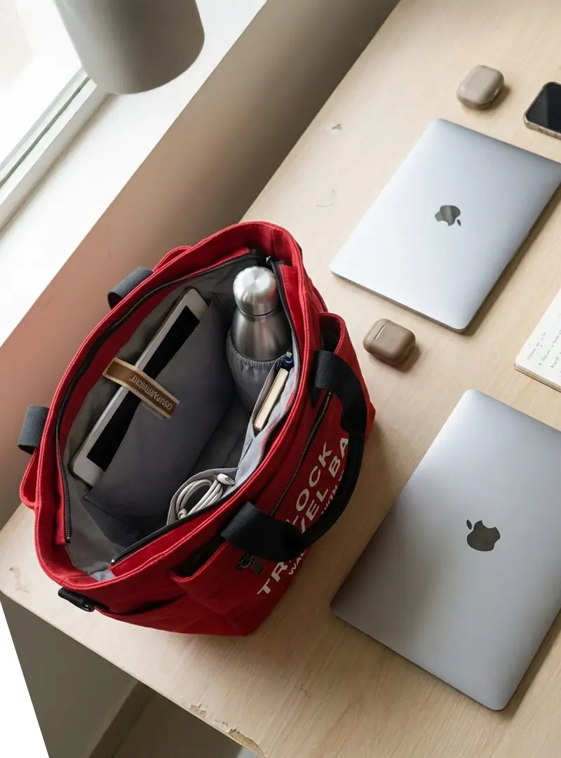 Totebag Canvas Voyage Rojo Interior